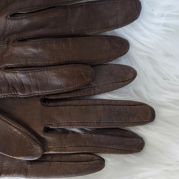 Vintage Brown Mid‎ Length leather gloves 6.34 - Picture 10 of 13